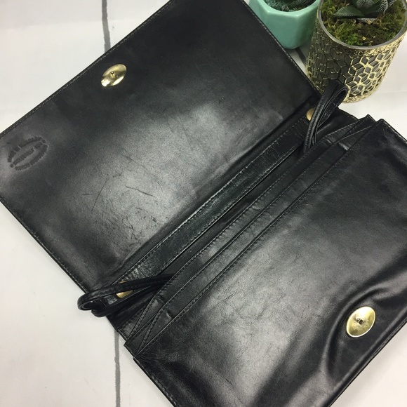 Vintage black leather folding clutch - Picture 4 of 8